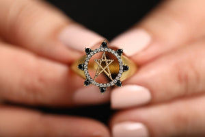 Black Diamond Star Ring - meherjewellery