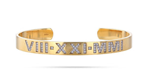 Gold Cuff With Diamond Letters - meherjewellery