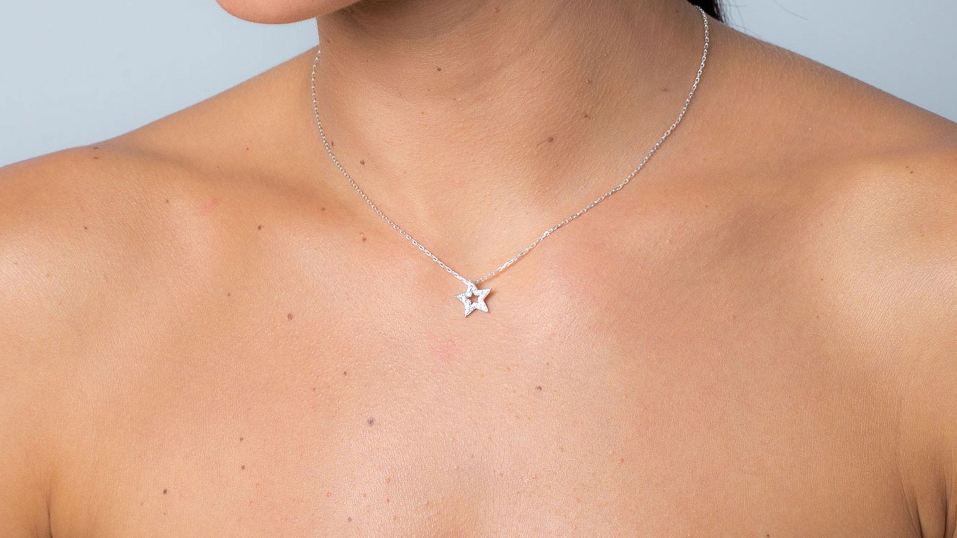 14K Solid White Gold Diamond Star Necklace – LTB JEWELRY